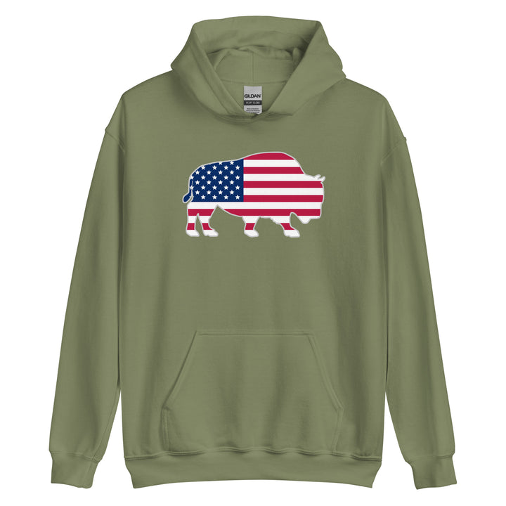 Last Stand / Bison American Flag / Unisex Hoodie / MM