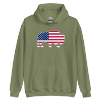 Last Stand / Bison American Flag / Unisex Hoodie / MM