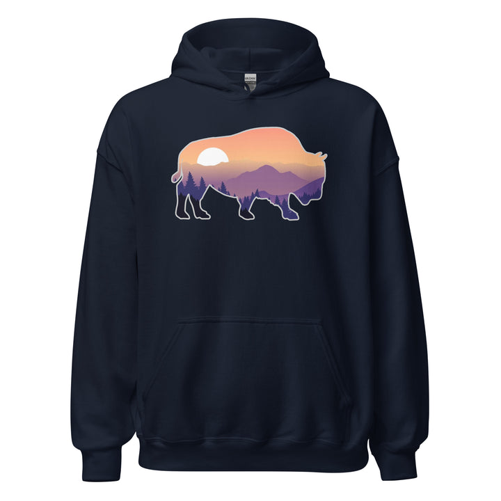 Last Stand / Bison Mountain Sunset / Unisex Hoodie . MM