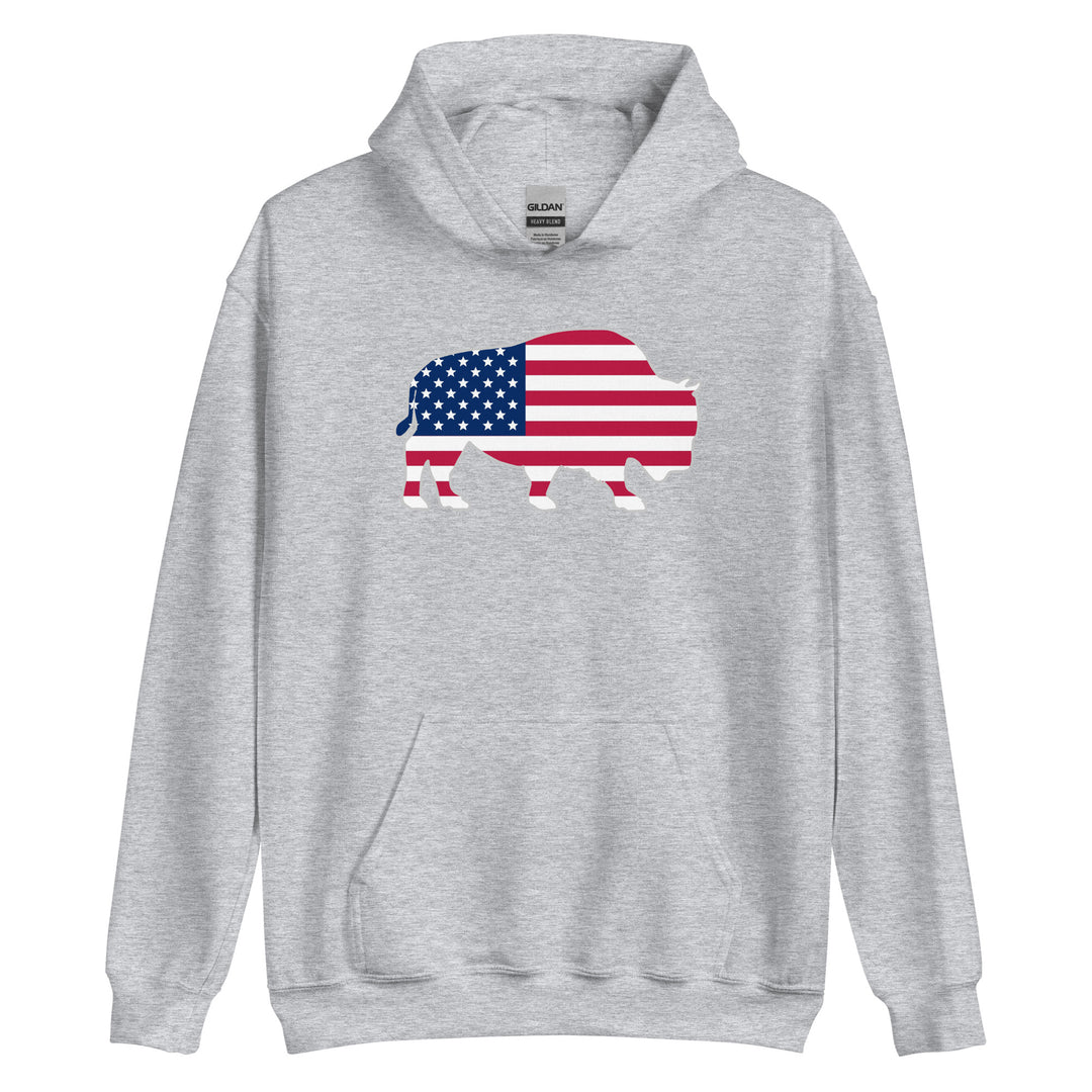 Last Stand / Bison American Flag / Unisex Hoodie / MM