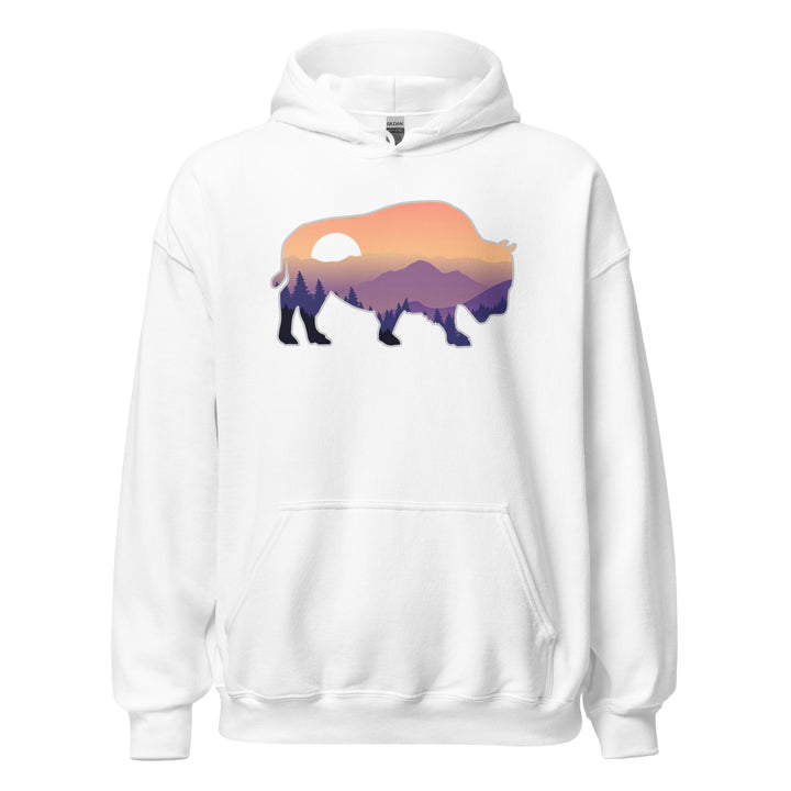 Last Stand / Bison Mountain Sunset / Unisex Hoodie . MM