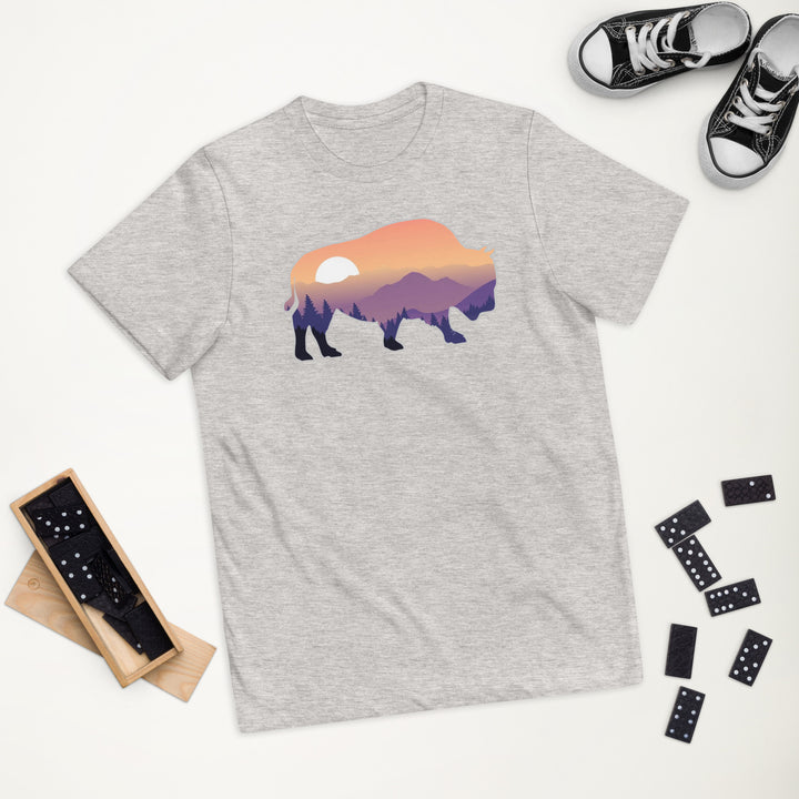 Last Stand / Bison Mountain Sunset / Youth jersey t-shirt / MM