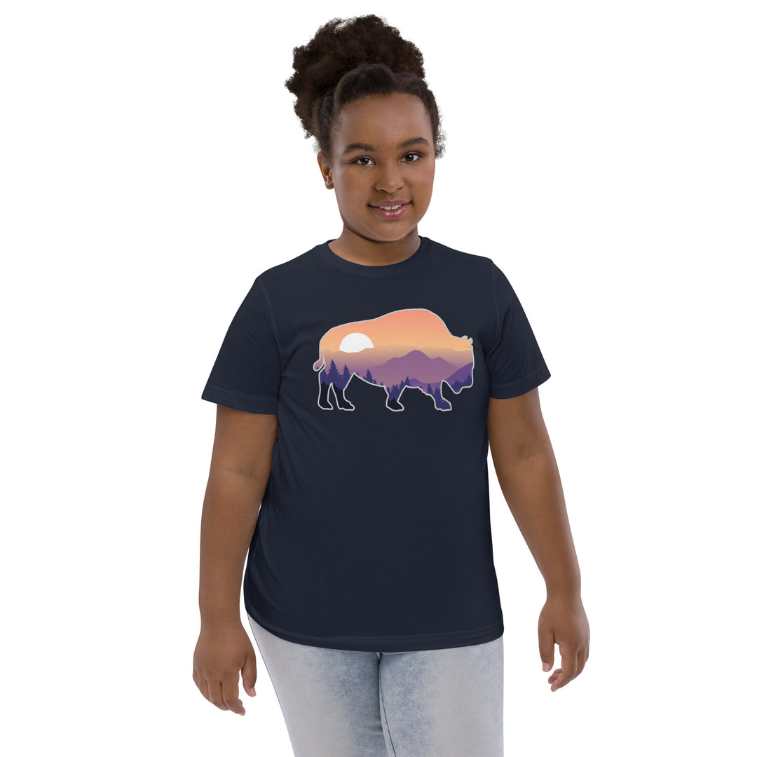 Last Stand / Bison Mountain Sunset / Youth jersey t-shirt / MM